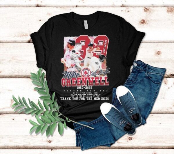 Boston Red Sox Hall Of Fame Mike Greenwell 1963-2025 The Gator Thank You For The Memories Signatures Shirt
