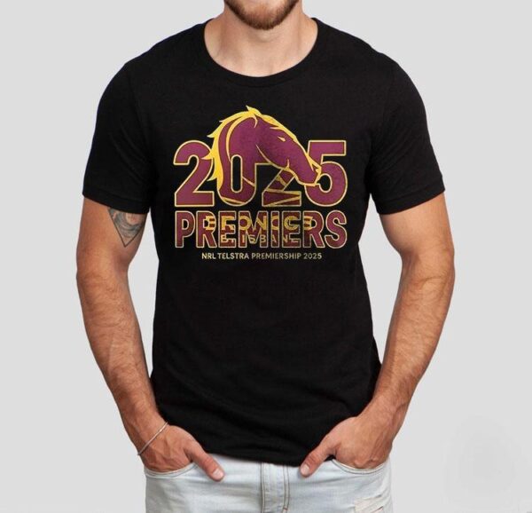 Brisbane Broncos 2025 Telstra Premiers National Rugby League Trophy Logo Shirt