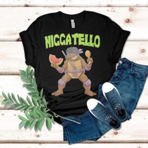 Donatello Holding Watermelon And Chicken Drumstick Nage Mutant Ninja Turtles Niggatello Shirt