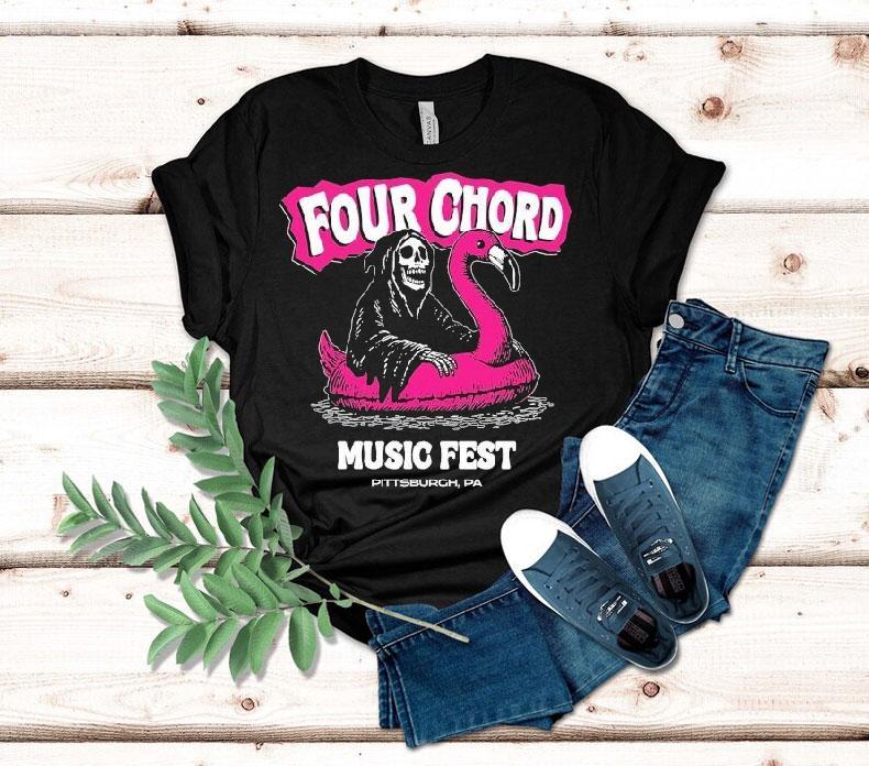 Four Chord Music Fest Flamingo Grim Reaper Pittsburgh Pa Shirt 4  Four Chord Music Fest Flamingo Grim Reaper Pittsburgh Pa Tshirt