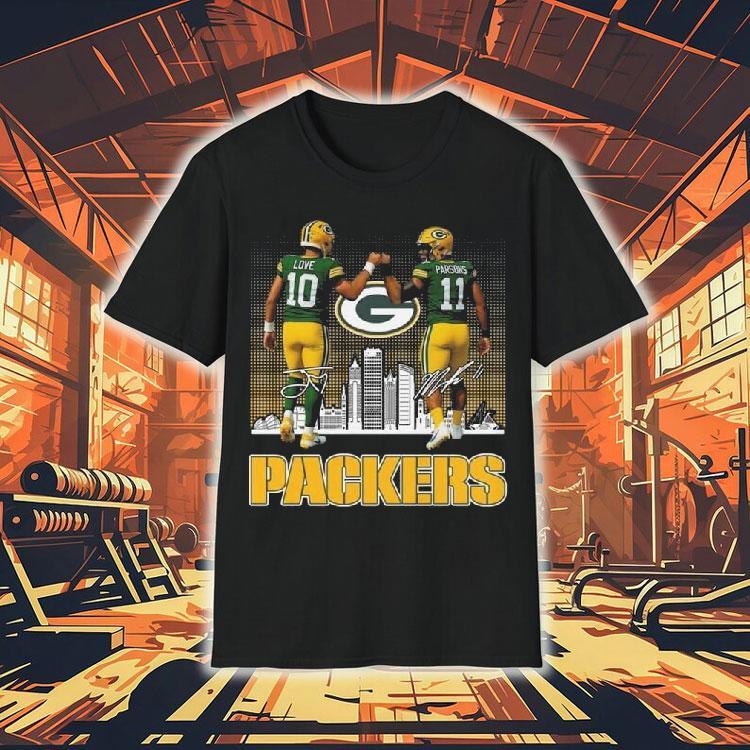 Green Bay Packers Love And Parsons Skyline Signatures Shirt 4 Green Bay Packers Love And Parsons Skyline Signatures Tshirt
