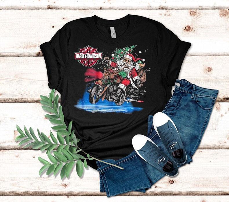 Harley-davidson Rockin’ Santa Holiday Christmas Shirt 4 Harley Davidson Rockin Santa Holiday Christmas Tshirt
