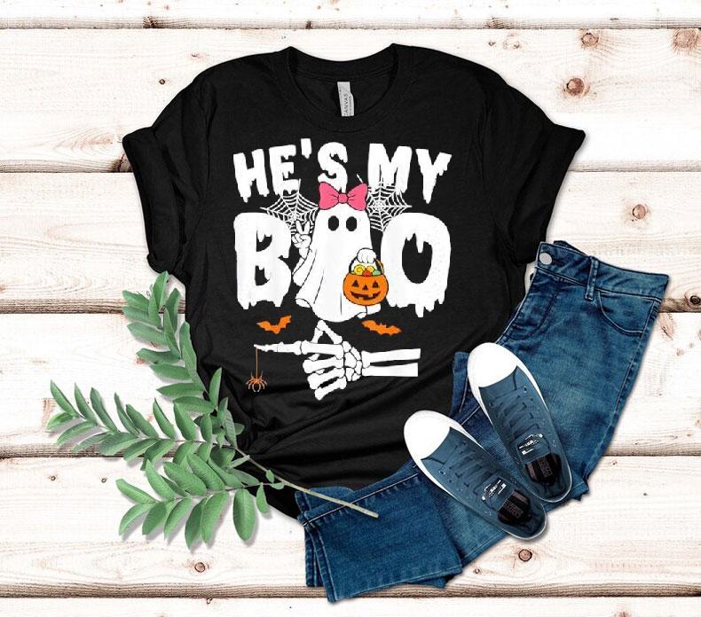 He's My Boo Matching Halloween Couples She's My Boo Shirt 4  He S My Boo Matching Halloween Couples She S My Boo Tshirt