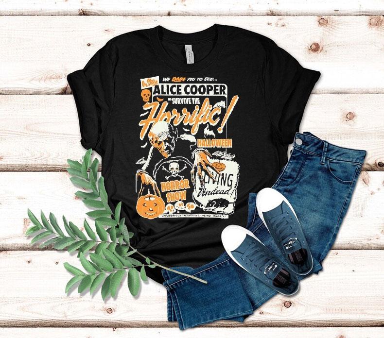  Horrific Halloween Horror Show Alice Cooper We Dare You To See Tshirt