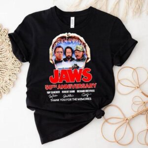 Jaws Th Anniversary Roy Scheider Robert Shaw Richard Dreyfuss Thank You For The Memories Signatures Tshirt