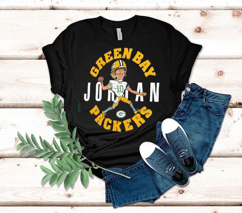 Jordan Love Green Green Bay Packers Caricature Player Shirt 4  Jordan Love Green Green Bay Packers Caricature Player Tshirt