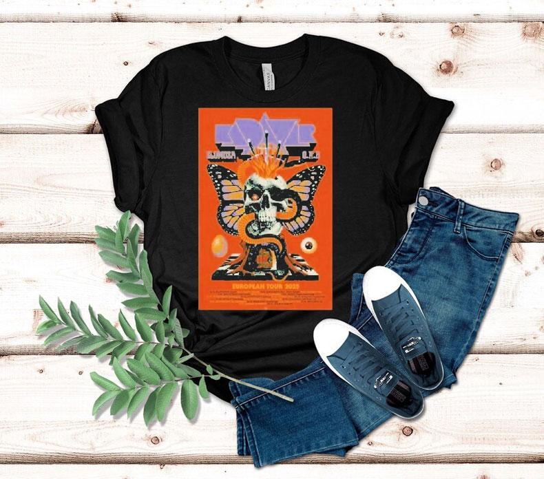 Kadavar + Slomosa O.r.b Tour European 2025 Skull Shirt 4  Kadavar Slomosa O R B Tour European  Skull Tshirt