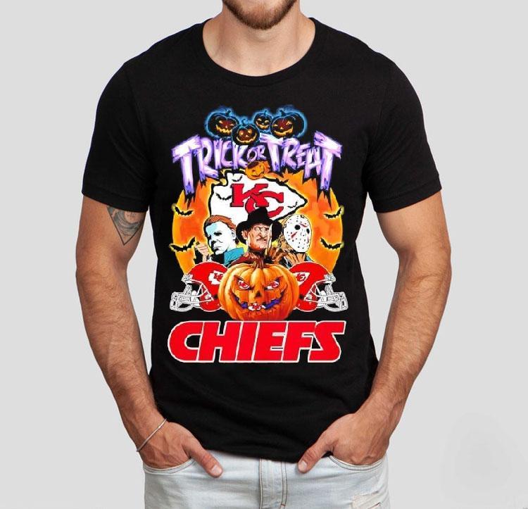 Kansas City Chiefs Michael Myers Freddy Krueger Jason Voorhees Trick Or Treat Halloween Logo Shirt 4  Kansas City Chiefs Michael Myers Freddy Krueger Jason Voorhees Trick Or Treat Halloween Logo Tshirt