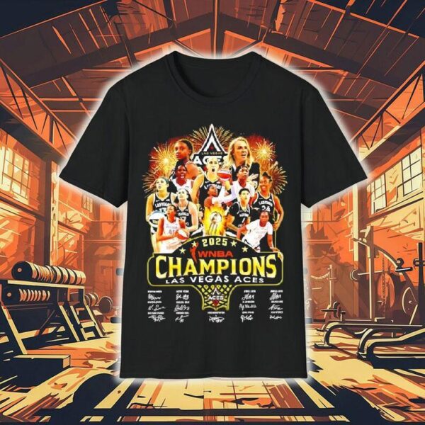 Las Vegas Aces Victory 2025 Wnba Champions Signatures Team Shirt