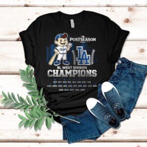 Los Angeles Dodgers 2025 Nl West Champions Name Roster Mascot Shirt