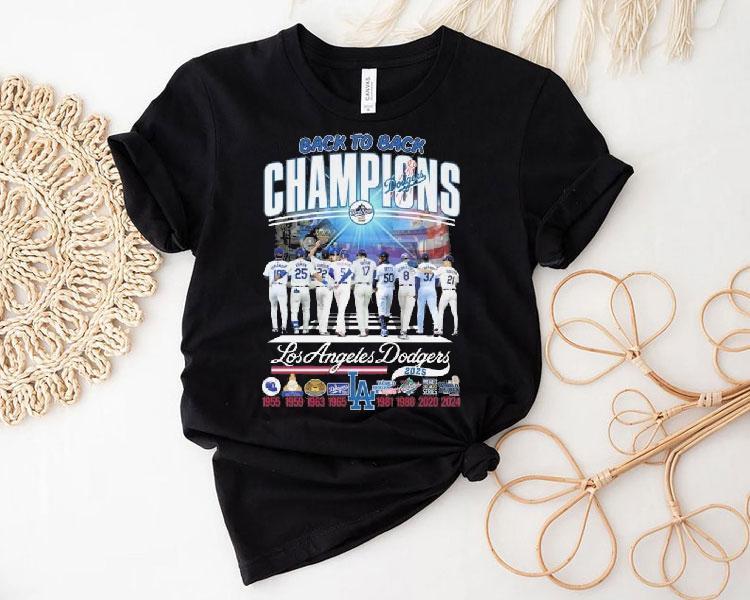 Los Angeles Dodgers Back To Back Champions Players Walking 1955-2025 Shirt 4  Los Angeles Dodgers Back To Back Champions Players Walking   Tshirt