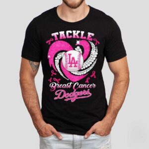 Los Angeles Dodgers Breast Cancer Awareness Tackle Hear Tshirt