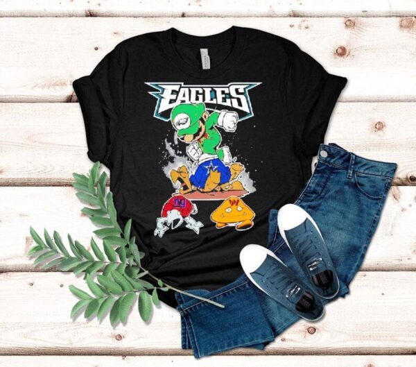 Luigi Philadelphia Eagles Vs Super Mario Franchise Washington Commanders Dallas Cowboys New York Giants Shirt