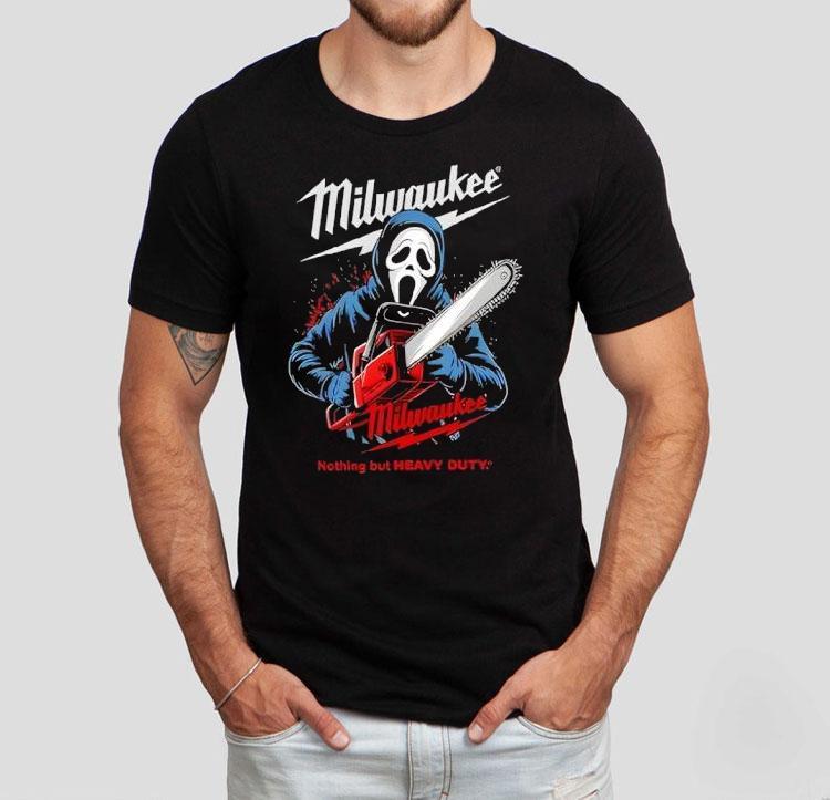 Milwaukee Tools Ghost Face With Chainsaw Halloween Shirt 4 Milwaukee Tools Ghost Face With Chainsaw Halloween Tshirt