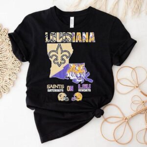 New Orleans Saints On Saturdays Lsu Tigers On Sundays Louisiana Map Tshirt