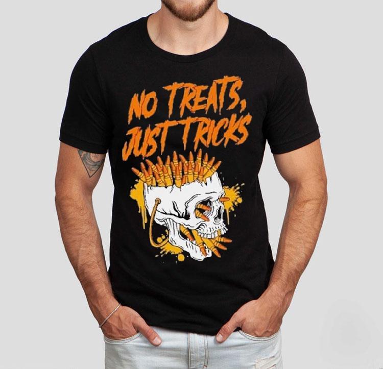 No Treats Just Tricks Halloween Skull Shirt 4  No Treats Just Tricks Halloween Skull Tshirt