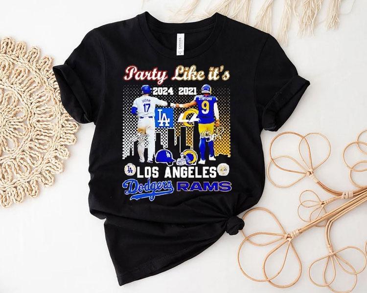 Party Like It's Shohei Ohtani Los Angeles Dodgers And Matthew Stafford Los Angeles Rams Signatures Shirt 4  Party Like It S Shohei Ohtani Los Angeles Dodgers And Matthew Stafford Los Angeles Rams Signatures Tshirt