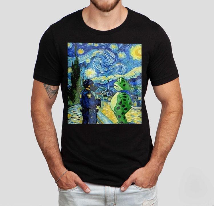 Portland Frog Starry Night Van Gogh Shirt 4  Portland Frog Starry Night Van Gogh Tshirt
