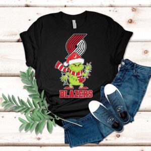 Portland Trail Blazers Christmas Grinch Santa Holiday Shirt