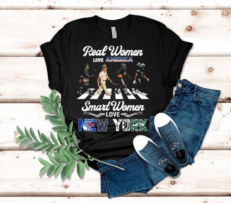 Real Women Love America Smart Women Love New York City Sports Rangers Yankees Nets And Jets Mascot Walking 2025 Shirt 4  Real Women Love America Smart Women Love New York City Sports Rangers Yankees Nets And Jets Mascot Walking  Tshirt