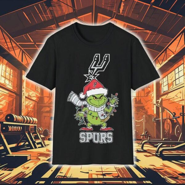 San Antonio Spurs X Grinch Santa Lights Christmas 2025 Shirt
