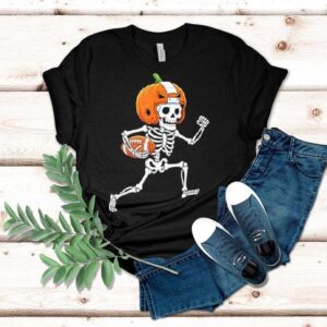 Skeleton American Football Player Spooky Sports Tshirt