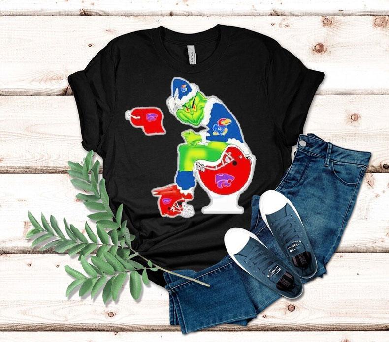 The Grinch Kansas Jayhawks Sitting On Toilet Kansas State Wildcats Xmas Holiday Christmas Shirt 4  The Grinch Kansas Jayhawks Sitting On Toilet Kansas State Wildcats Xmas Holiday Christmas Tshirt