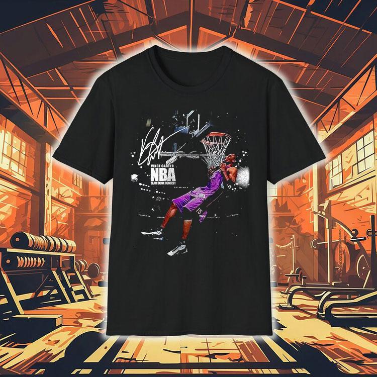  Toronto Raptors Vince Carter Nba Slam Dunk Contest Graphic Signature Vintage Tshirt