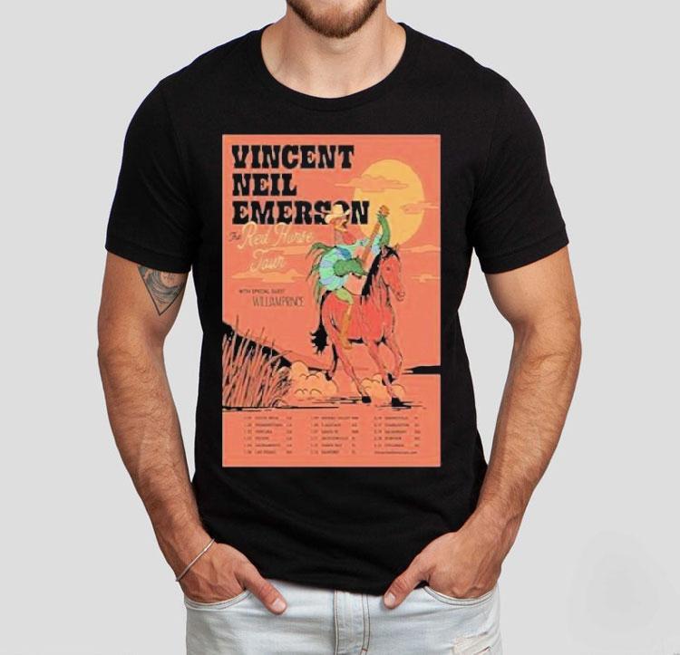 Vincent Neil Emerson The Red Horse 2026 Tour Rooster Guitar Shirt 4  Vincent Neil Emerson The Red Horse  Tour Rooster Guitar Tshirt