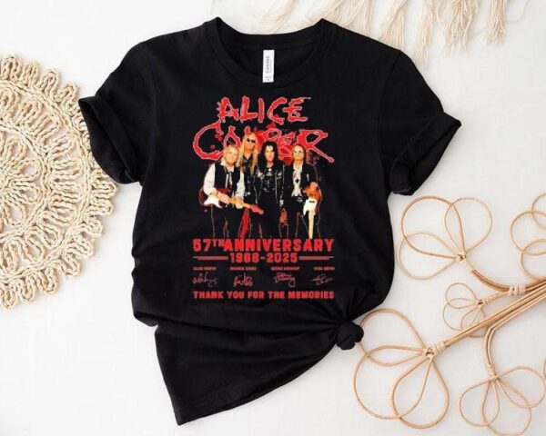 Alice Cooper 57th Anniversary 1968 2025 Thank You For The Memories Signatures Shirt