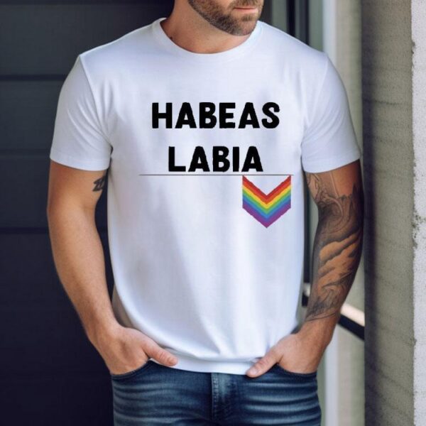 Chris Boden Wearing Habeas Labia Pride Shirt