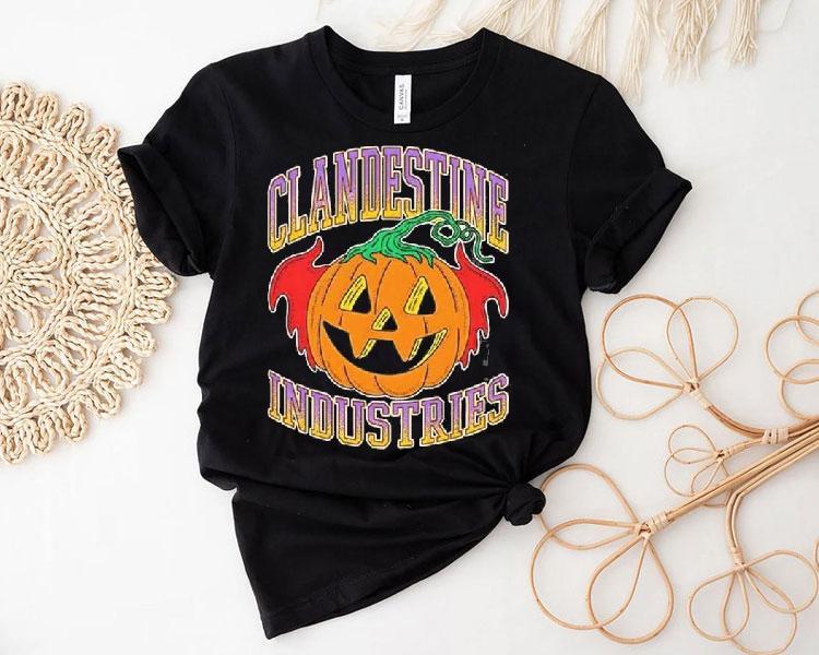 Clandestine Industries Bat Pumpkin Halloween Shirt Clandestine Industries Bat Pumpkin Halloween Shirt
