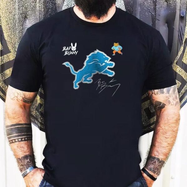 Detroit Lions Bad Bunny 2026 Super Bowl Lx Benito Signature Mascot Shirt