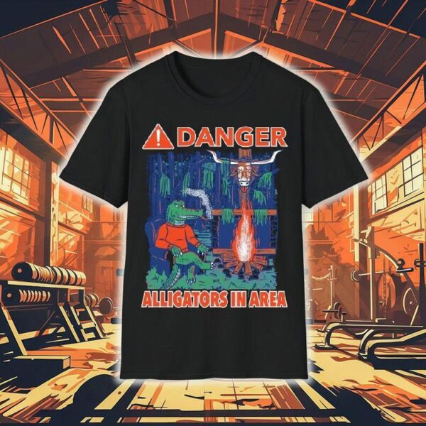 Florida Gators Vs Texas Longhorns Danger Alligators In Area Mascot Shirt