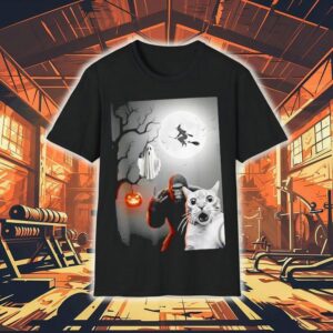 Funny Halloween Spooky Cat Ghost Bigfoot Costume Tshirt