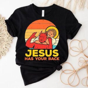 Jesus Has Your Back Santa Devil Vintage Graphic Tshirt