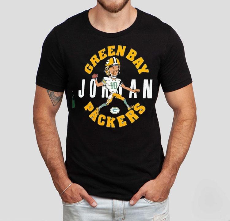 Jordan Love Green Green Bay Packers Caricature Player Shirt Jordan Love Green Green Bay Packers Caricature Player Shirt