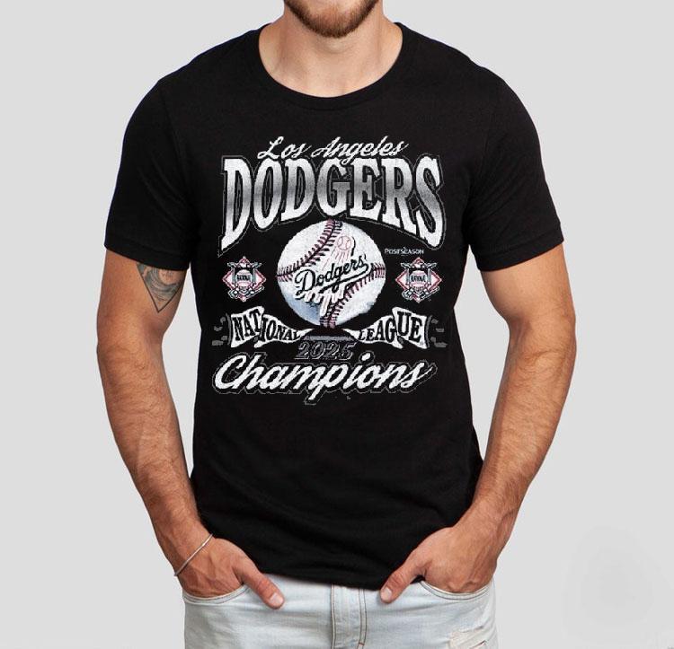Los Angeles Dodgers ’47 2025 National League Champions Franklin Shirt Los Angeles Dodgers ’47 2025 National League Champions Franklin Shirt