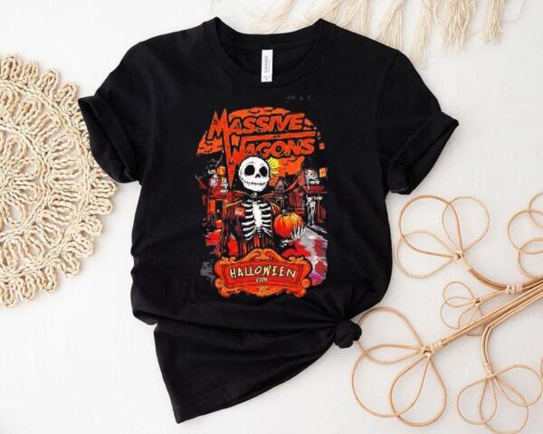 Massive Wagons Halloween 2019 Skeleton Pumpkin Shirt