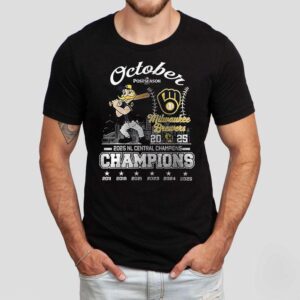 Milwaukee Brewers October Nl Central Champions Postseason Name Roster Masco Tshirt