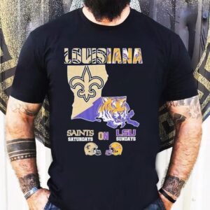 New Orleans Saints On Saturdays Lsu Tigers On Sundays Louisiana Map Tshirt