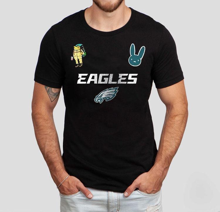 Philadelphia Eagles X Bad Bunny Super Bowl 2026 Football Logo Signature Shirt Philadelphia Eagles X Bad Bunny Super Bowl 2026 Football Logo Signature Shirt