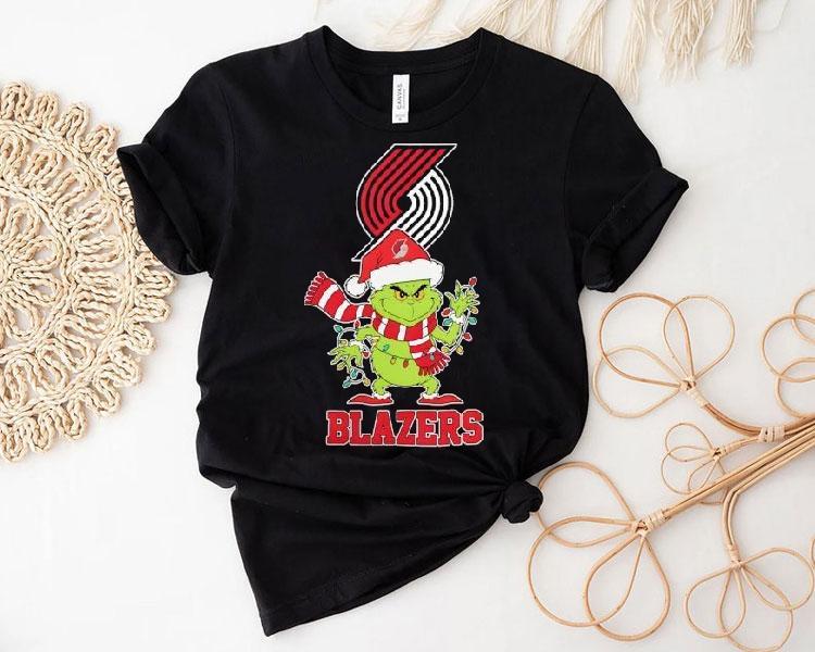 Portland Trail Blazers Christmas Grinch Santa Holiday Shirt Portland Trail Blazers Christmas Grinch Santa Holiday Shirt