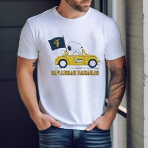 Snoopy And Woodstock The Peanuts Driving Car Savannah Bananas Volkswagen Beetle Shirt