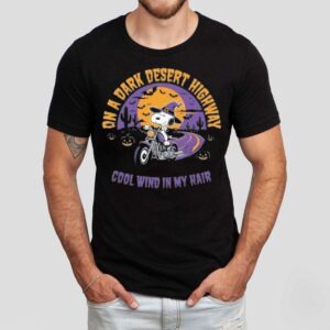 Snoopy On The Dark Desert Highway Cool Wind In My Hair Halloween Tshirt