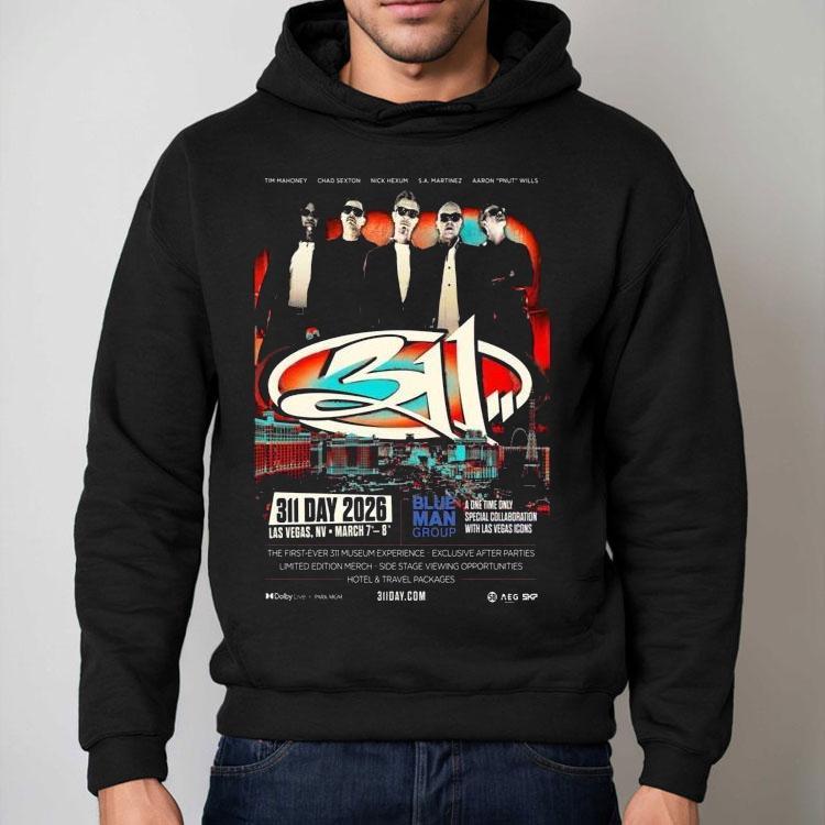 311 Tour March 7-8 2026 Las Vegas, Nv Blue Man Group Shirt 311 Tour March 7-8 2026 Las Vegas, Nv Blue Man Group Shirt