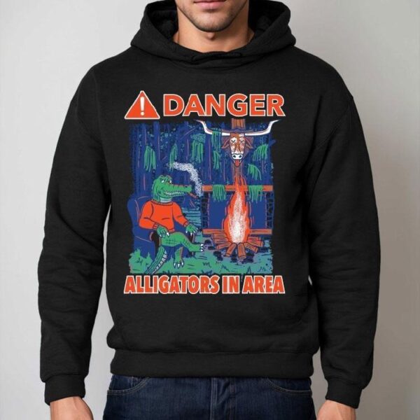 Florida Gators Vs Texas Longhorns Danger Alligators In Area Mascot Shirt