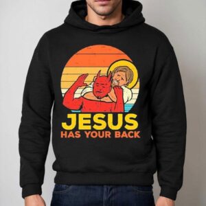 Jesus Has Your Back Santa Devil Vintage Graphic Hoodie