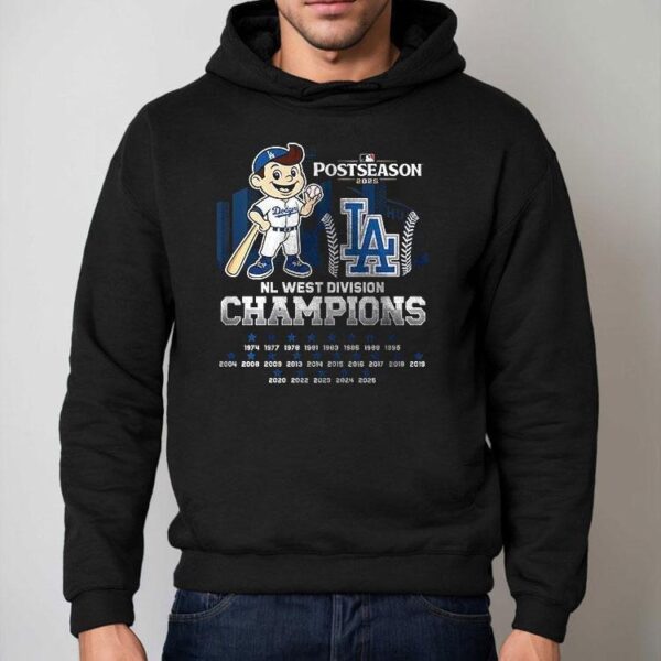 Los Angeles Dodgers 2025 Nl West Champions Name Roster Mascot Shirt