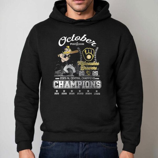 Milwaukee Brewers 2025 October Nl Central Champions Postseason Name Roster Mascot Shirt